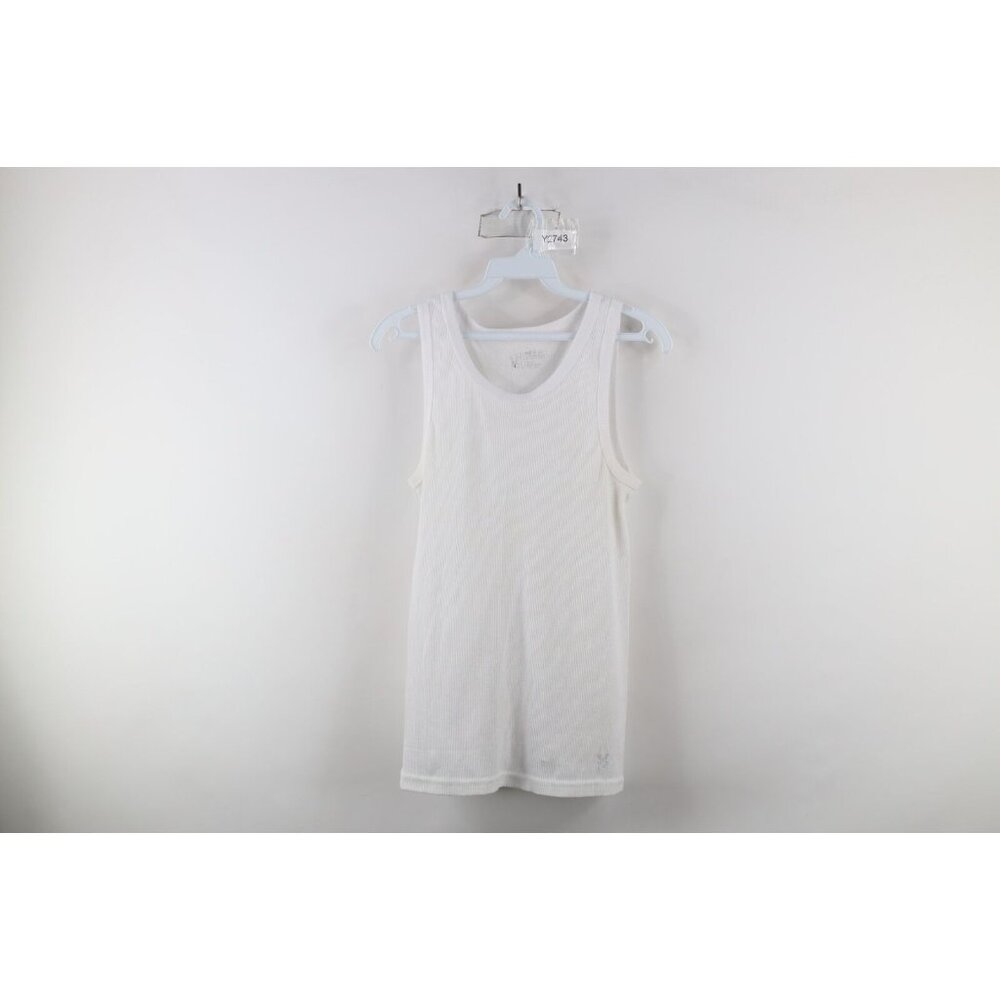 Spyder Mens Medium Classic Logo Ribbed Knit Wife Beater Tank Top T-Shirt White